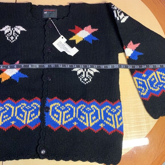 Bolivian Handknits lambwool sweater cardigan Aztec tribal geo Scandinavian Stars - Picture 10 of 12